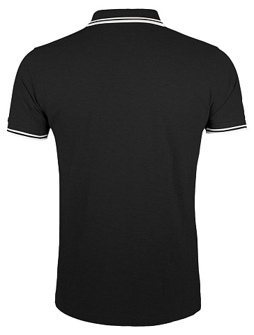 Рубашка поло мужская Pasadena Men 200 с контрастной отделкой, черная с белым - рис 3.