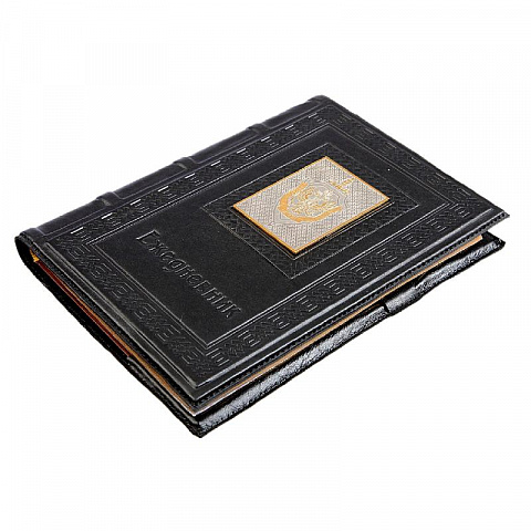 Ежедневник ФСБ черный с накладкой покрытой золотом 999 пробы - рис 2.