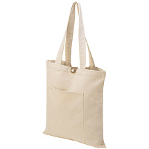 Сумка Clip из хлопка 340 г/м2 с застежкой из экокожи, натуральный