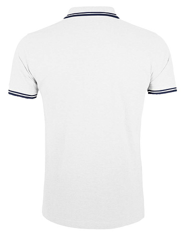 Рубашка поло мужская Pasadena Men 200 с контрастной отделкой, белая с синим - рис 3.