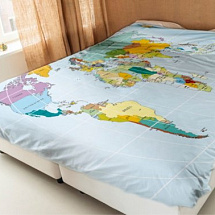Постельное белье "Карта мира" ЕВРО