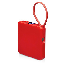 Внешний аккумулятор со встроенным кабелем USB-C Дэнси, 5000 мАч, красный