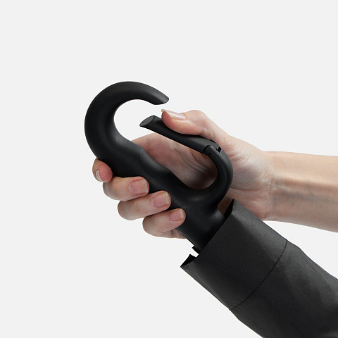 Зонт обратного сложения inLoop с ручкой-карабином, черный - рис 9.