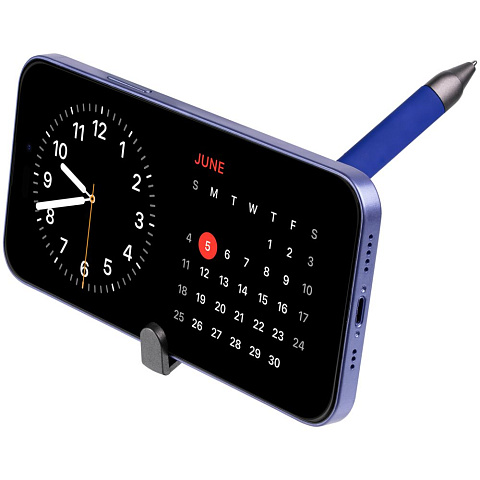Ручка шариковая Standic с подставкой для телефона, синяя - рис 8.