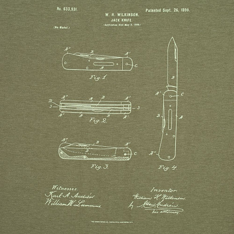 Футболка приталенная Old Patents. Knife, меланж хаки - рис 4.