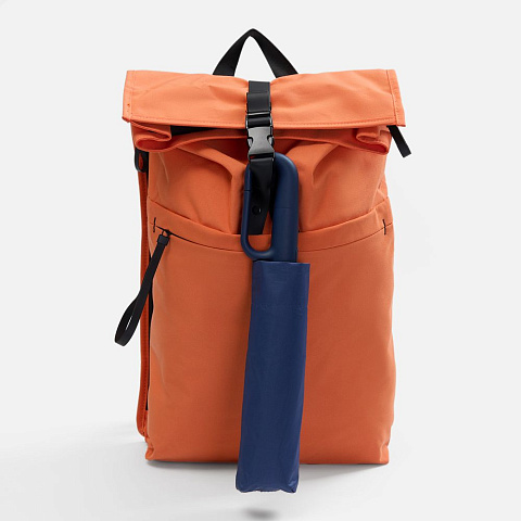 Зонт обратного сложения inLoop с ручкой-карабином, темно-синий - рис 9.