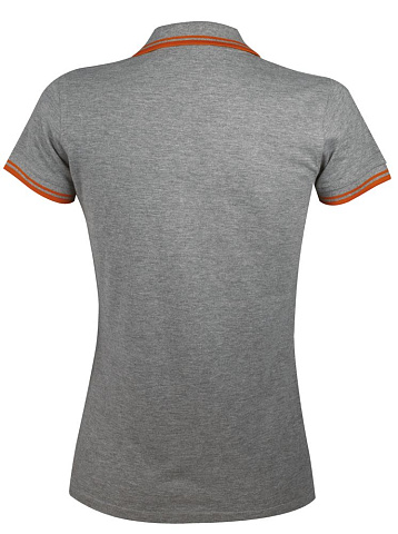 Рубашка поло женская Pasadena Women 200 с контрастной отделкой, серый меланж c оранжевым - рис 3.