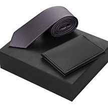 Подарочный набор Long River: обложка для паспорта, галстук (без лого Long River), черная коробка