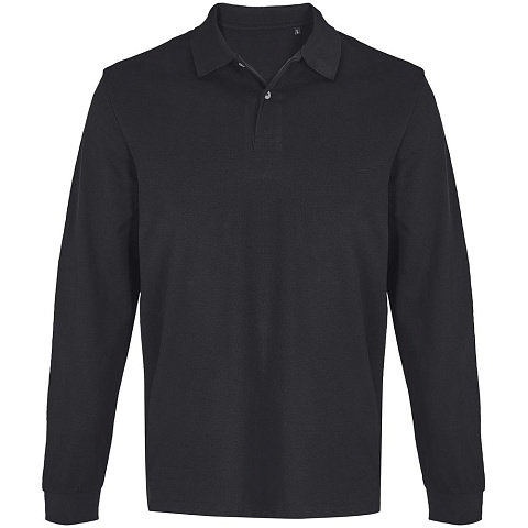 Рубашка поло унисекс с длинным рукавом Pacific LSL, черная - рис 2.