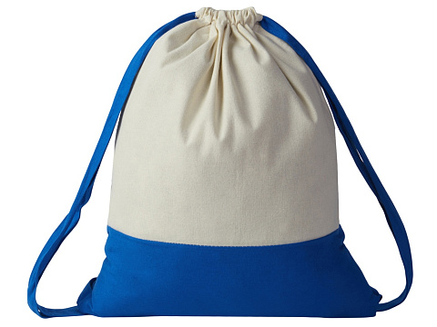 Рюкзак-мешок Cotton из хлопка 170 г, натуральный/синий - рис 3.