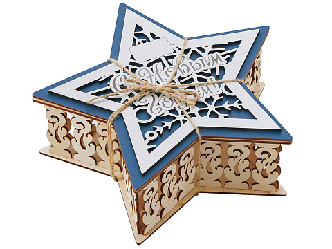 Шкатулка из фанеры в виде звезды Asteris, сине-серебристый - рис 7.
