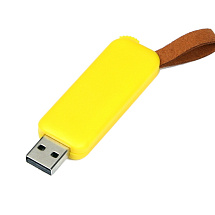 USB-флешка промо на 4 Гб прямоугольной формы, выдвижной механизм, желтый