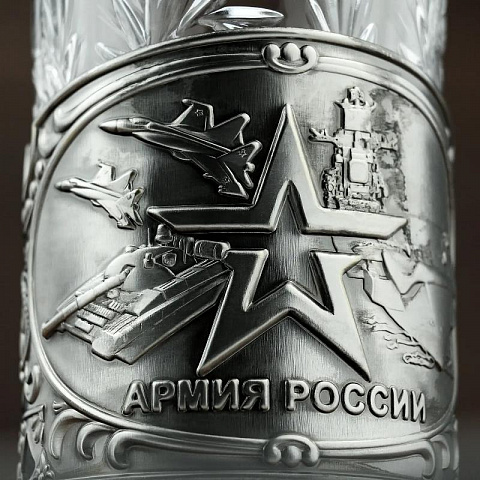 Набор подарочный с подстаканником "Армия" никелированный с чернением - рис 7.