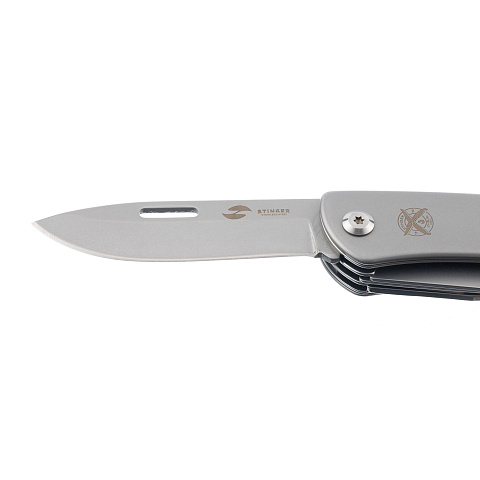 Нож перочинный Stinger, 103 мм, 10 функций, материал рукояти нержавеющая сталь (серебристый), в картонной коробке - рис 5.