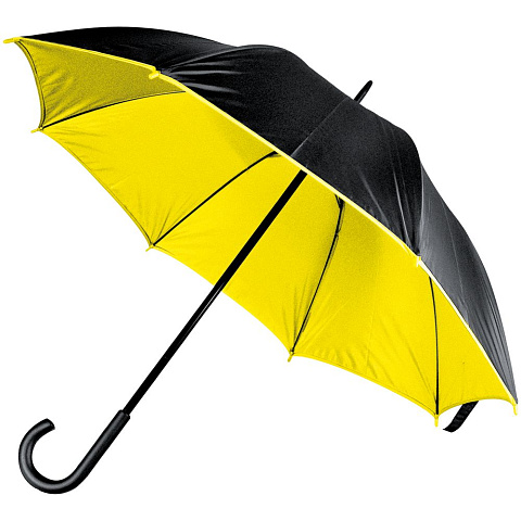 Зонт-трость Downtown, черный с желтым - рис 2.
