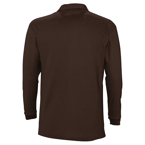 Рубашка поло мужская с длинным рукавом Winter II 210 шоколадно-коричневая - рис 3.