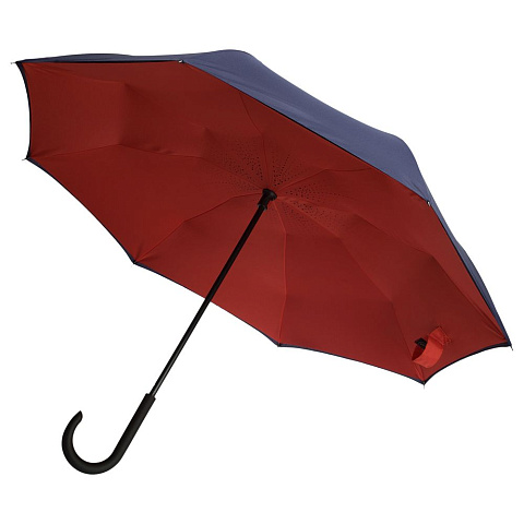 Зонт наоборот Style, трость, сине-красный - рис 3.