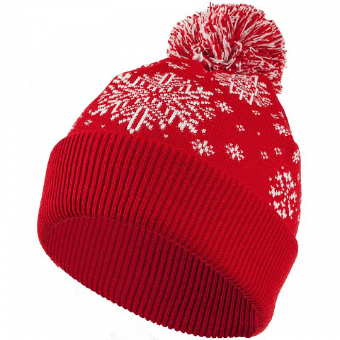 Новогодняя шапка Снежная зима (красная)