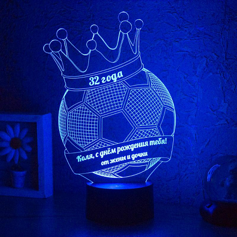 3D светильник Мяч с короной Поздравительный - рис 2.