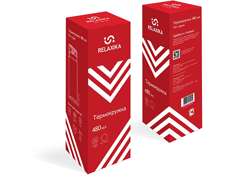 Термокружка Relaxika 701 (0,48 литра), красная (без лого) - рис 19.