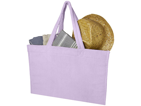 Пляжная эко-сумка Siam объемом 13 л из переработанной махровой ткани, сертифицированной GRS - Lilac - рис 3.