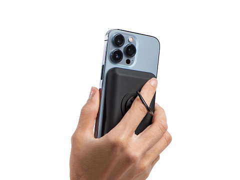 Магнитный беспроводной внешний аккумулятор MagnetIQ, 5000 mah, 10 W, черный (Р) - рис 8.