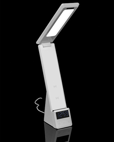 Лампа с беспроводной зарядкой смартфона и часов Powerack, белая - рис 18.