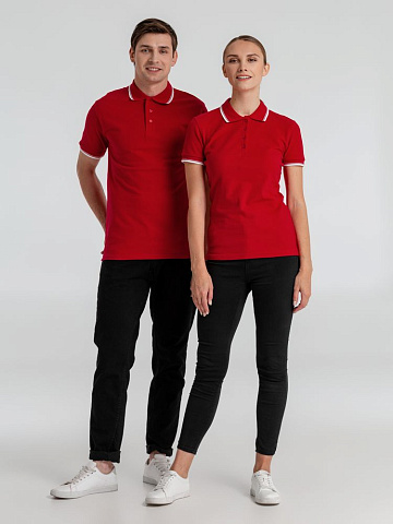 Рубашка поло мужская с контрастной отделкой Practice 270, красный/белый - рис 8.