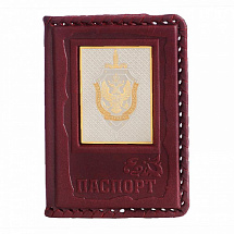Бордовая обложка на паспорт с позолоченной эмблемой ФСБ