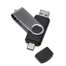 USB3.0/USB Type-C флешка на 32 Гб Квебек C, черный