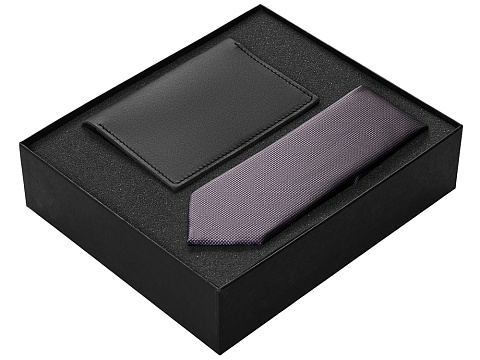 Подарочный набор Long River: обложка для паспорта, галстук (без лого Long River), черная коробка - рис 2.