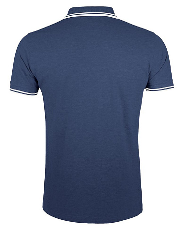 Рубашка поло мужская Pasadena Men 200 с контрастной отделкой, темно-синяя с белым - рис 3.