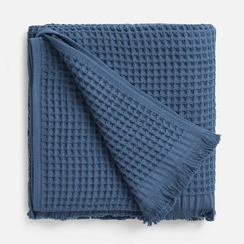 Плед вафельный Elenglect, темно-синий - рис 3.