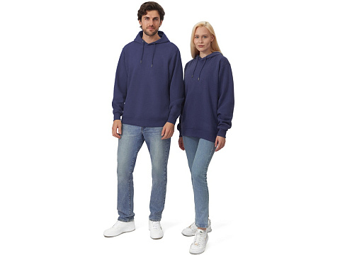 Толстовка с капюшоном оверсайз Lisbon унисекс, темно-синий - рис 9.