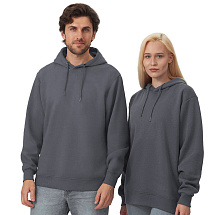 Толстовка с капюшоном оверсайз Lisbon унисекс, темно-серый