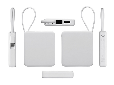 Внешний аккумулятор со встроенным кабелем USB-C Дэнси, 5000 мАч, белый - рис 4.