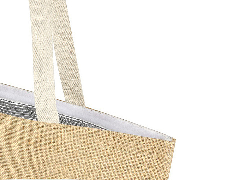 Эко-сумка Джута 12 л из джута плотностью 300 г/м2, белый/натуральный - рис 4.