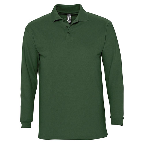 Рубашка поло мужская с длинным рукавом Winter II 210 темно-зеленая - рис 2.