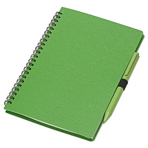 Блокнот А5 Toledo M, зеленый + ручка шариковая Pianta из пшеничной соломы, зеленый