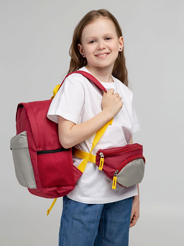Поясная сумка детская Kiddo, бордовая с серым - рис 8.