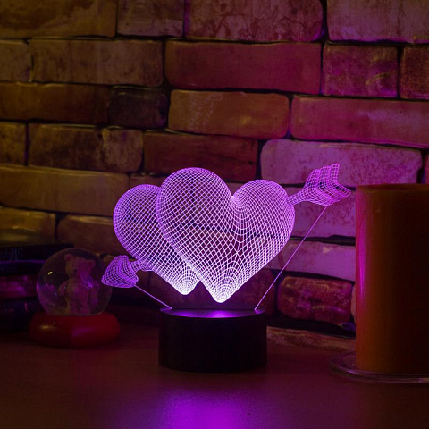 3D светильник Два сердца - рис 6.