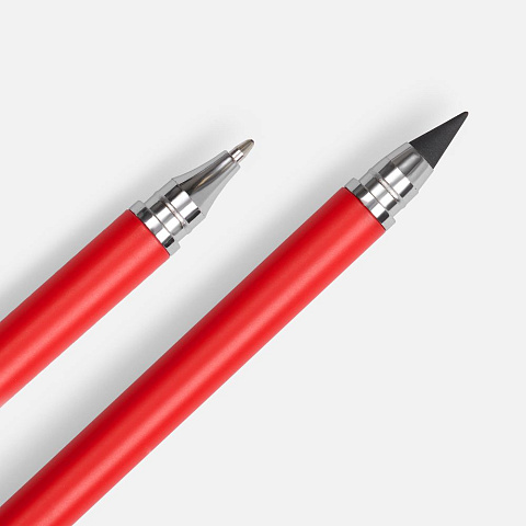 Ручка шариковая и вечный карандаш Diptych, ярко-красная - рис 4.
