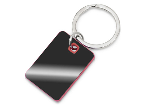 Металлический брелок с пластиковой цветной вставкой SteelPop Rct, серебристый с красным