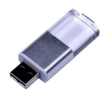 USB-флешка промо на 64 ГБ прямоугольной формы, выдвижной механизм, белый