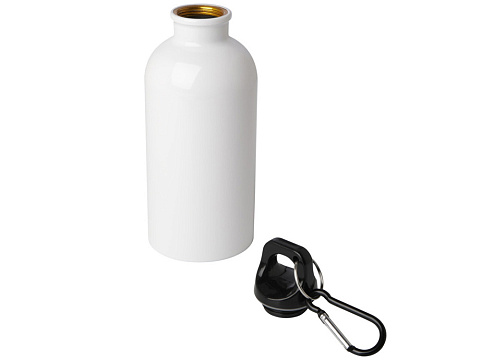 Одностенная бутылка для воды с карабином Oregon, изготовленная из нержавеющей стали, сертифицированной по стандарту RCS, объемом 400 мл - Белый - рис 3.