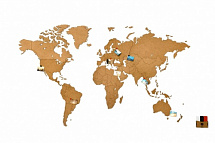 Деревянная карта мира размер S (коричневая)