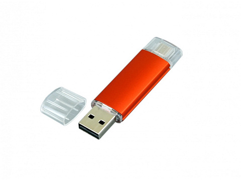 USB-флешка на 16 Гб.c дополнительным разъемом Micro USB, оранжевый - рис 3.