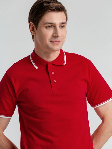 Рубашка поло мужская с контрастной отделкой Practice 270, красный/белый - рис 6.
