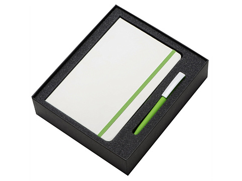 Подарочный набор Jacque white 2.0. с ручкой и блокнотом, зеленое яблоко - рис 2.