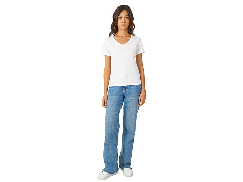 Футболка Heavy Super Club женская с V-образным вырезом, белый - рис 4.